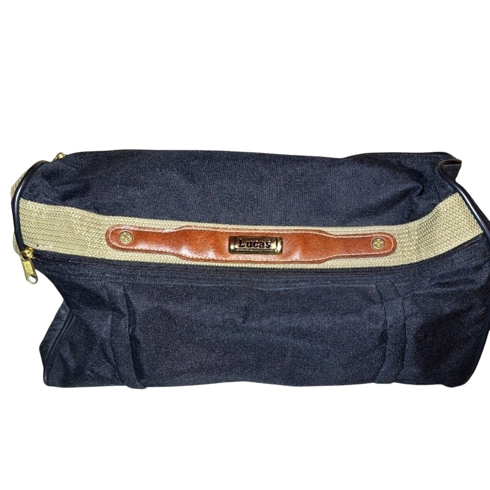 Vintage Black and Brown Lucas Duffle Bag Gym‎ Travel Vacation School College 90s